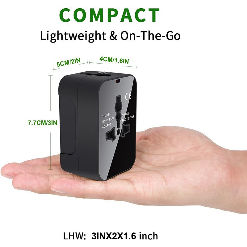 Travel Adapter With USB C, Universal All In One Worldwide Travel Adapter Power Converters Wall Charger AC Power Plug Adapter USB Type C Charging For USA EU UK AUS